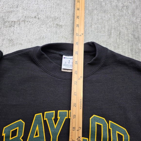 Champion Baylor Bears Crewneck Sweatshirt Green Gold Logo Black Size S - Picture 4 of 6
